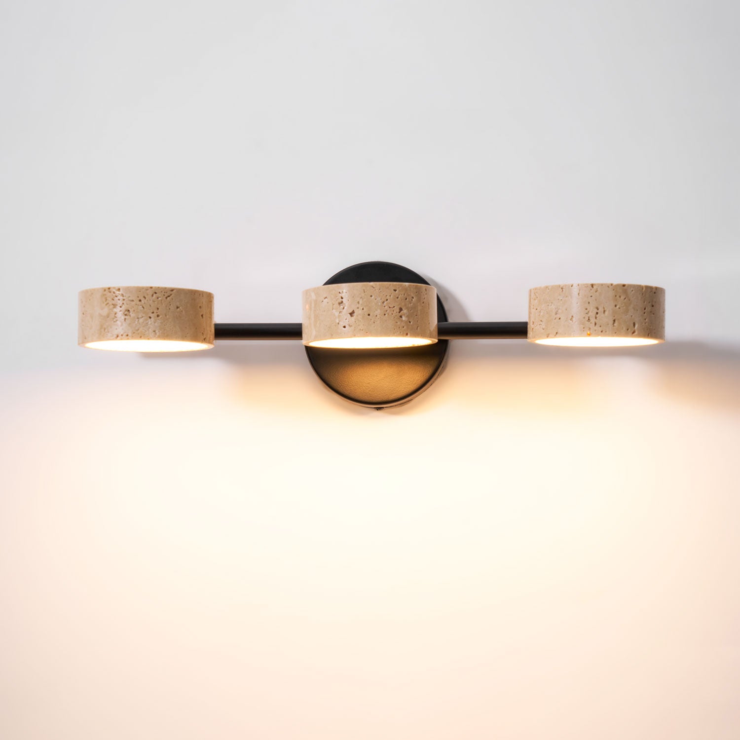 Travertine Vanity Wall Light, Multi-Head LED, Black Gold Or Walnut