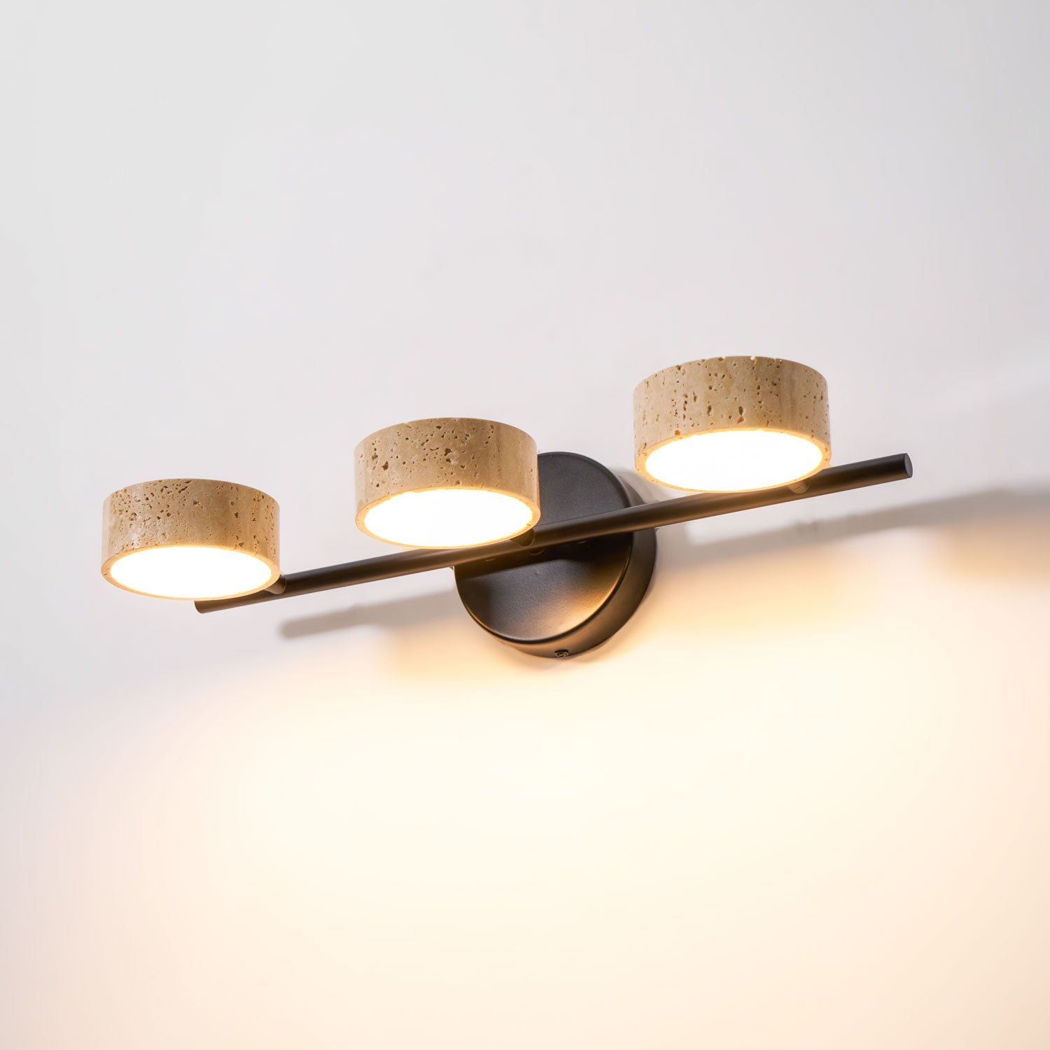 Travertine Vanity Wall Light, Multi-Head LED, Black Gold Or Walnut