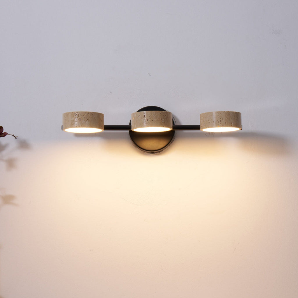 Travertine Vanity Wall Light, Multi-Head LED, Black Gold Or Walnut