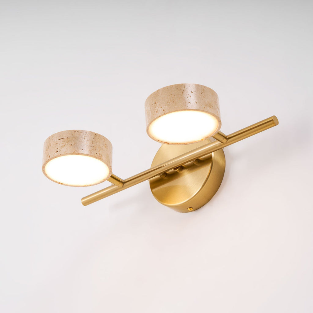 Travertine Vanity Wall Light, Multi-Head LED, Black Gold Or Walnut