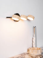 Travertine Vanity Wall Light, Multi-Head LED, Black Gold Or Walnut