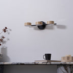 Travertine Vanity Wall Light, Multi-Head LED, Black Gold Or Walnut