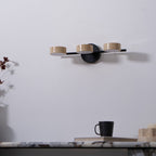 Travertine Vanity Wall Light, Multi-Head LED, Black Gold Or Walnut