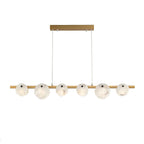 The six-light brass version on white, discs spaced evenly along the full length of the bar.