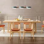 Wooden Frame Triple Ring Pendant Light With Circular Shades