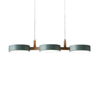 Wooden Frame Triple Ring Pendant Light With Circular Shades