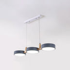 Wooden Frame Triple Ring Pendant Light With Circular Shades