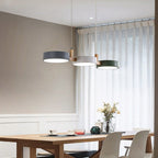 Wooden Frame Triple Ring Pendant Light With Circular Shades