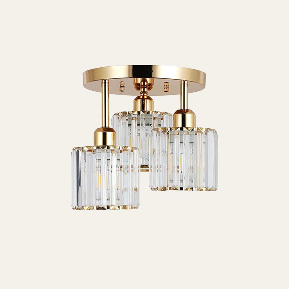 Three-Head Glass Shade Ceiling Light With Semi-Flush Mount, 18-Inch