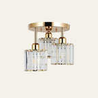 Three-Head Glass Shade Ceiling Light With Semi-Flush Mount, 18-Inch