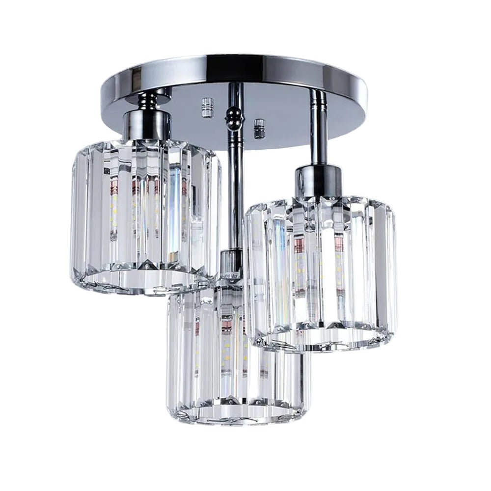 Three-Head Glass Shade Ceiling Light With Semi-Flush Mount, 18-Inch