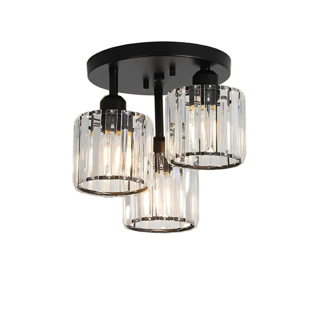 Three-Head Glass Shade Ceiling Light With Semi-Flush Mount, 18-Inch