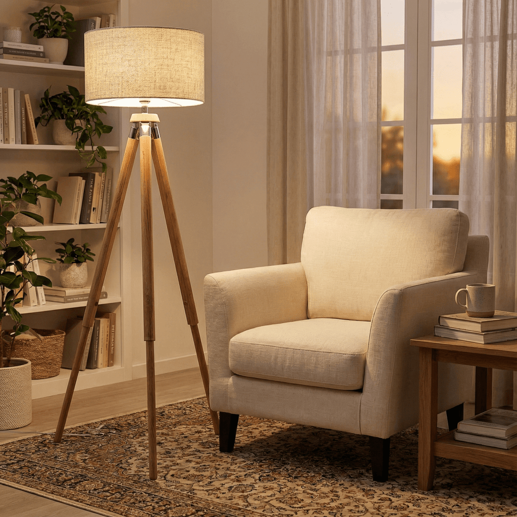 Adjustable 60-Inch Tripod Floor Lamp With Soft Fabric Shade