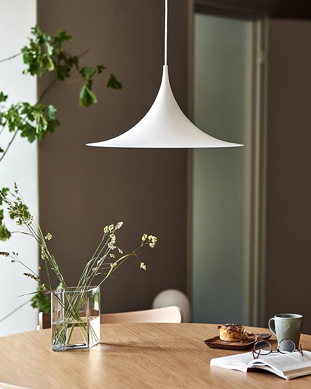 Slim-Neck Flared Pendant Light, Aluminum Shade, 8 Colors, 2 Sizes