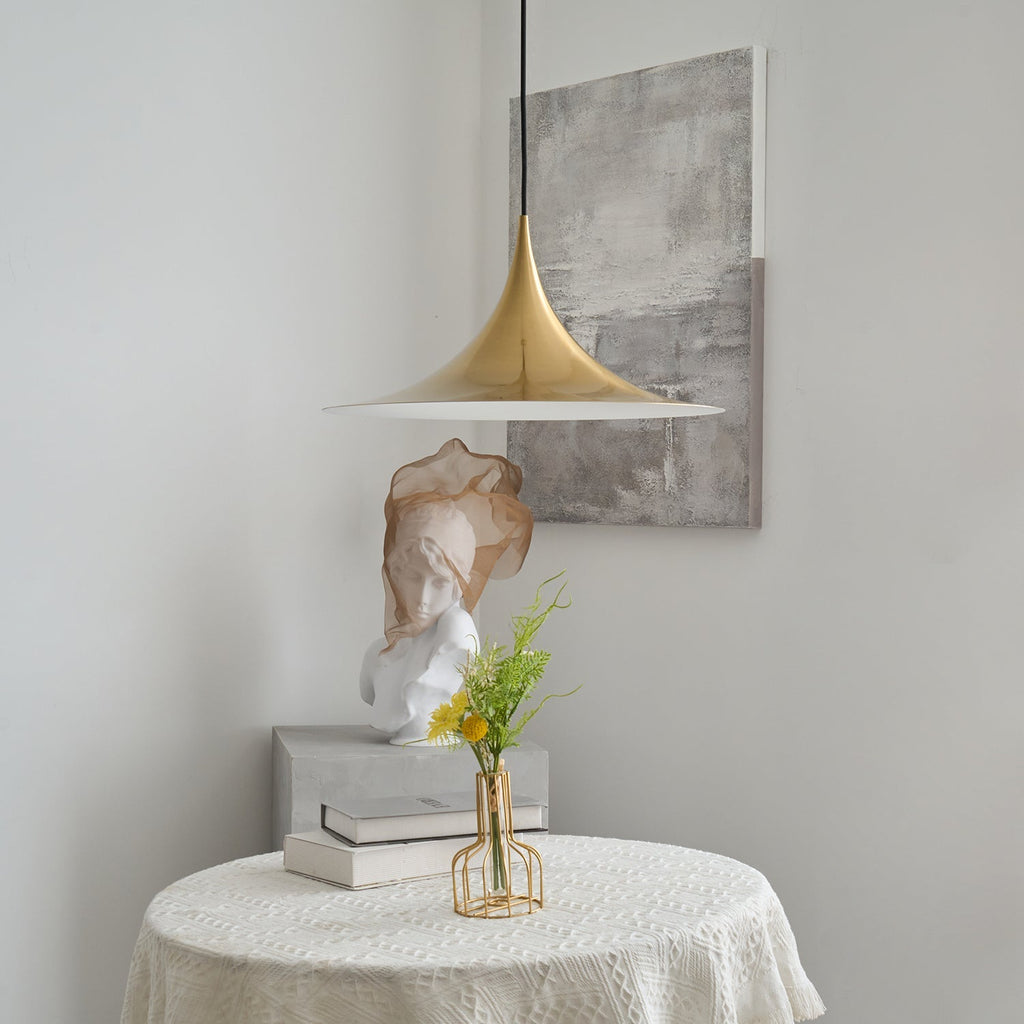Slim-Neck Flared Pendant Light, Aluminum Shade, 8 Colors, 2 Sizes