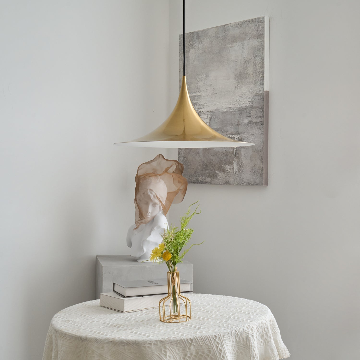 Slim-Neck Flared Pendant Light, Aluminum Shade, 8 Colors, 2 Sizes