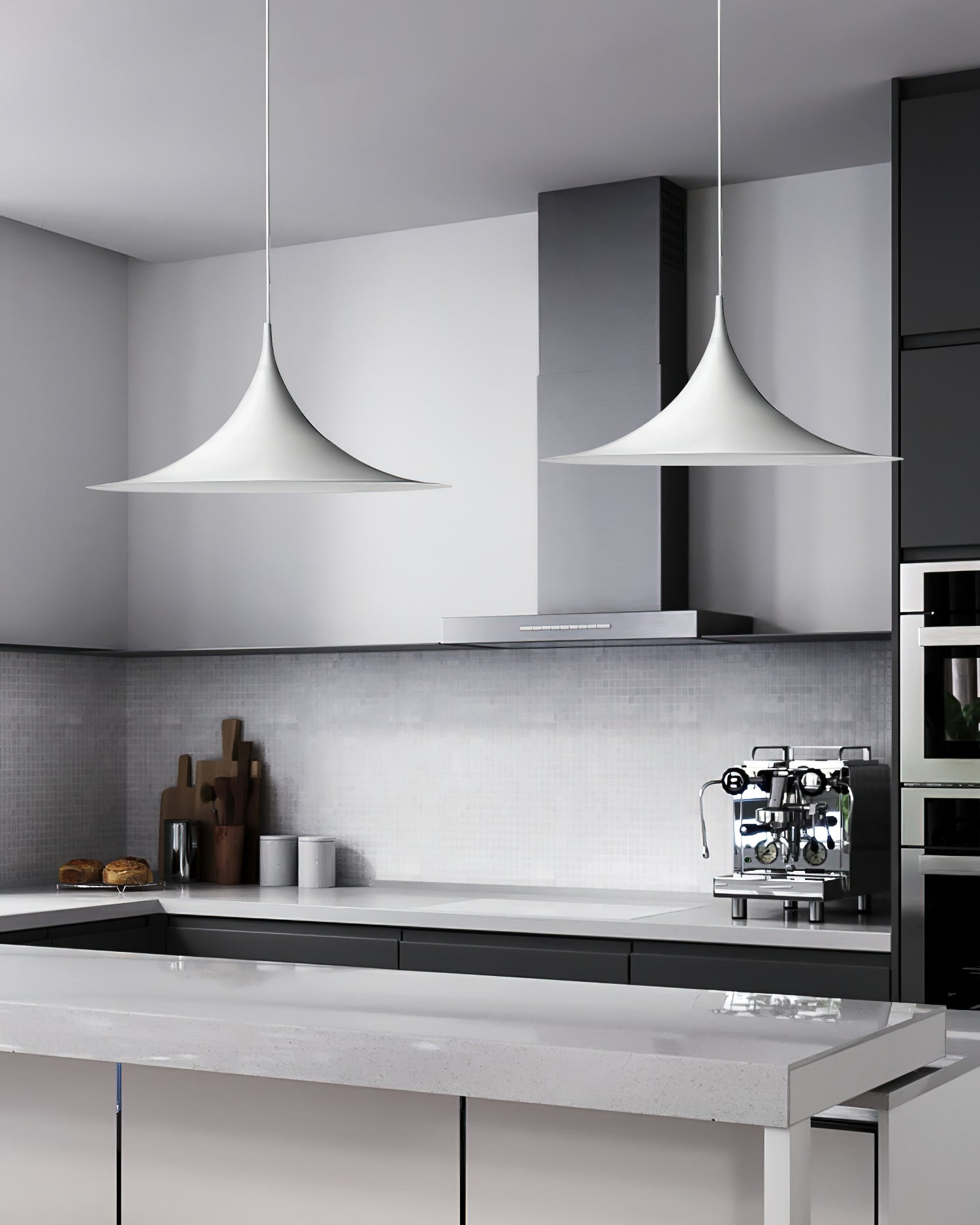 Slim-Neck Flared Pendant Light, Aluminum Shade, 8 Colors, 2 Sizes