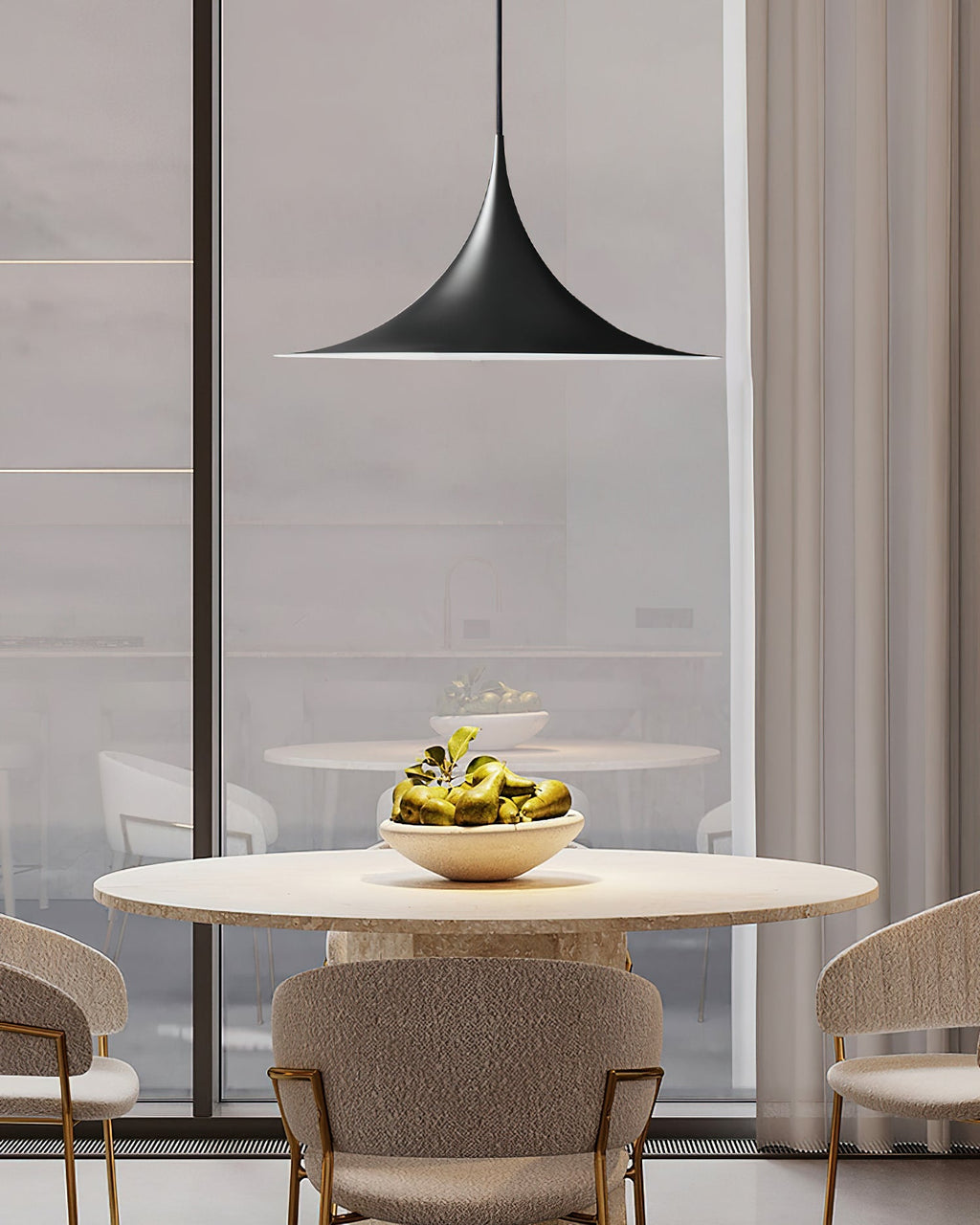 Slim-Neck Flared Pendant Light, Aluminum Shade, 8 Colors, 2 Sizes