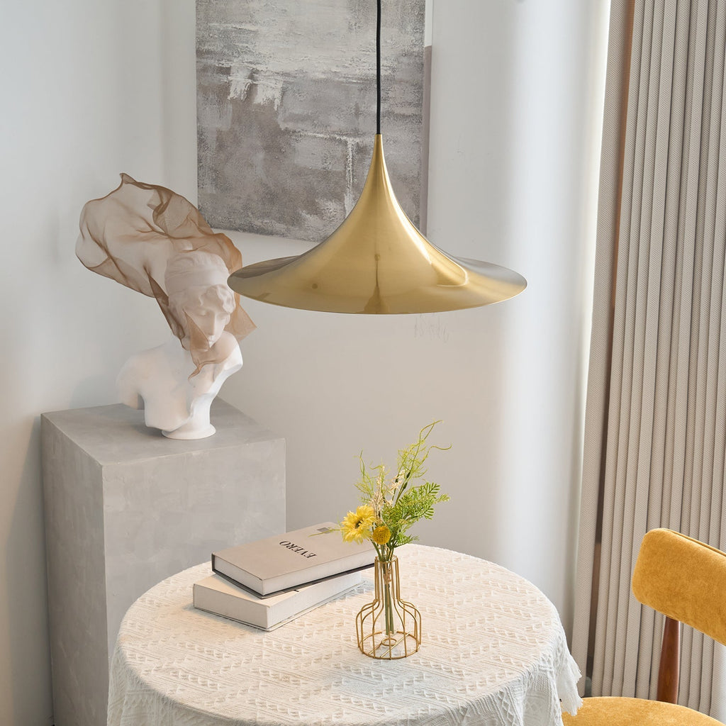 Slim-Neck Flared Pendant Light, Aluminum Shade, 8 Colors, 2 Sizes