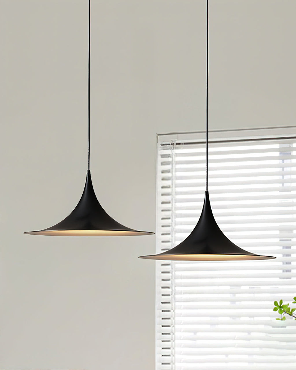 Slim-Neck Flared Pendant Light, Aluminum Shade, 8 Colors, 2 Sizes