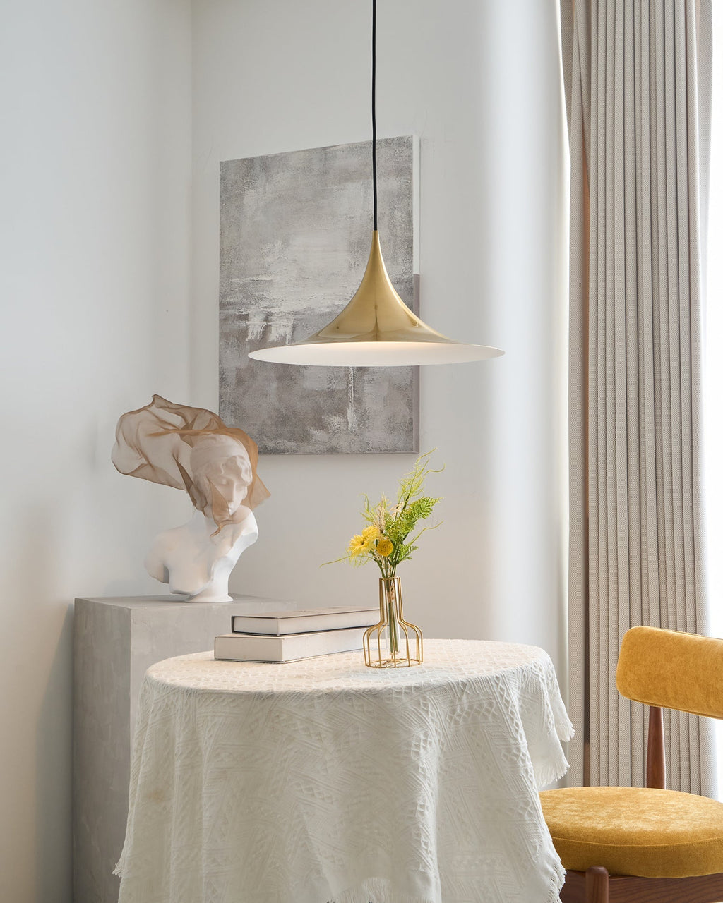 Slim-Neck Flared Pendant Light, Aluminum Shade, 8 Colors, 2 Sizes