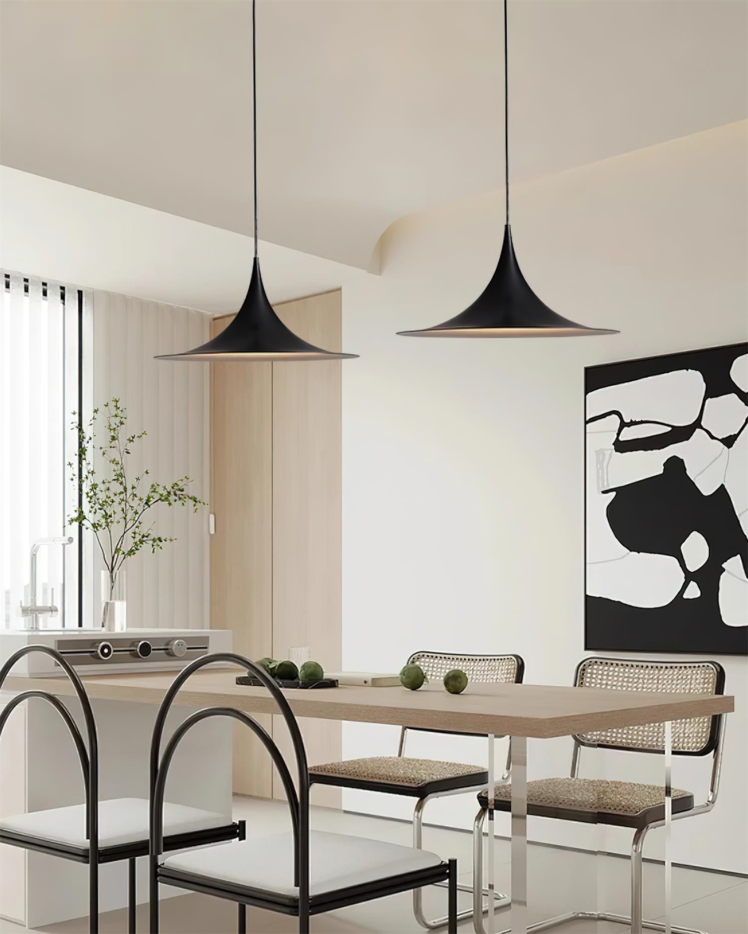 Slim-Neck Flared Pendant Light, Aluminum Shade, 8 Colors, 2 Sizes