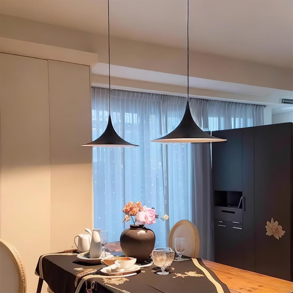 Slim-Neck Flared Pendant Light, Aluminum Shade, 8 Colors, 2 Sizes