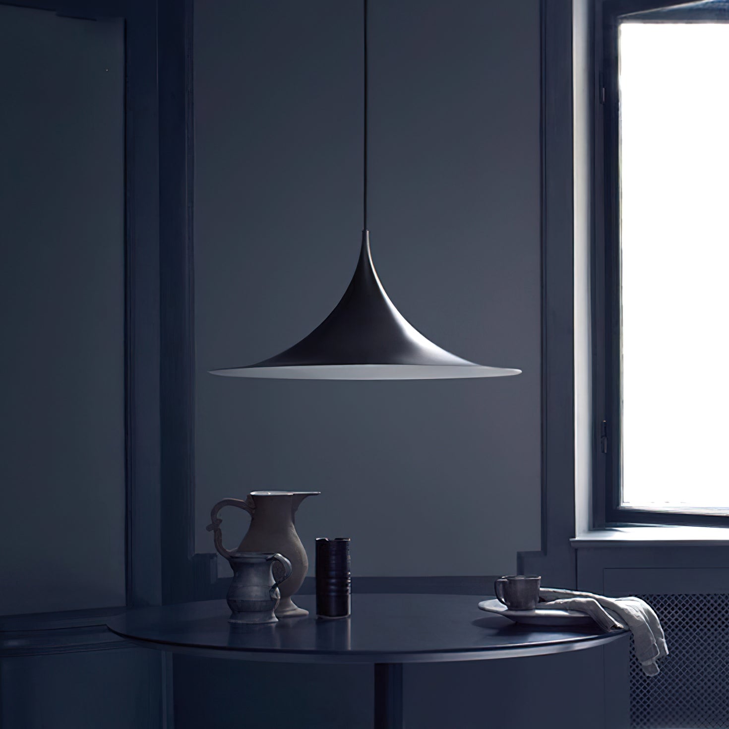 Slim-Neck Flared Pendant Light, Aluminum Shade, 8 Colors, 2 Sizes
