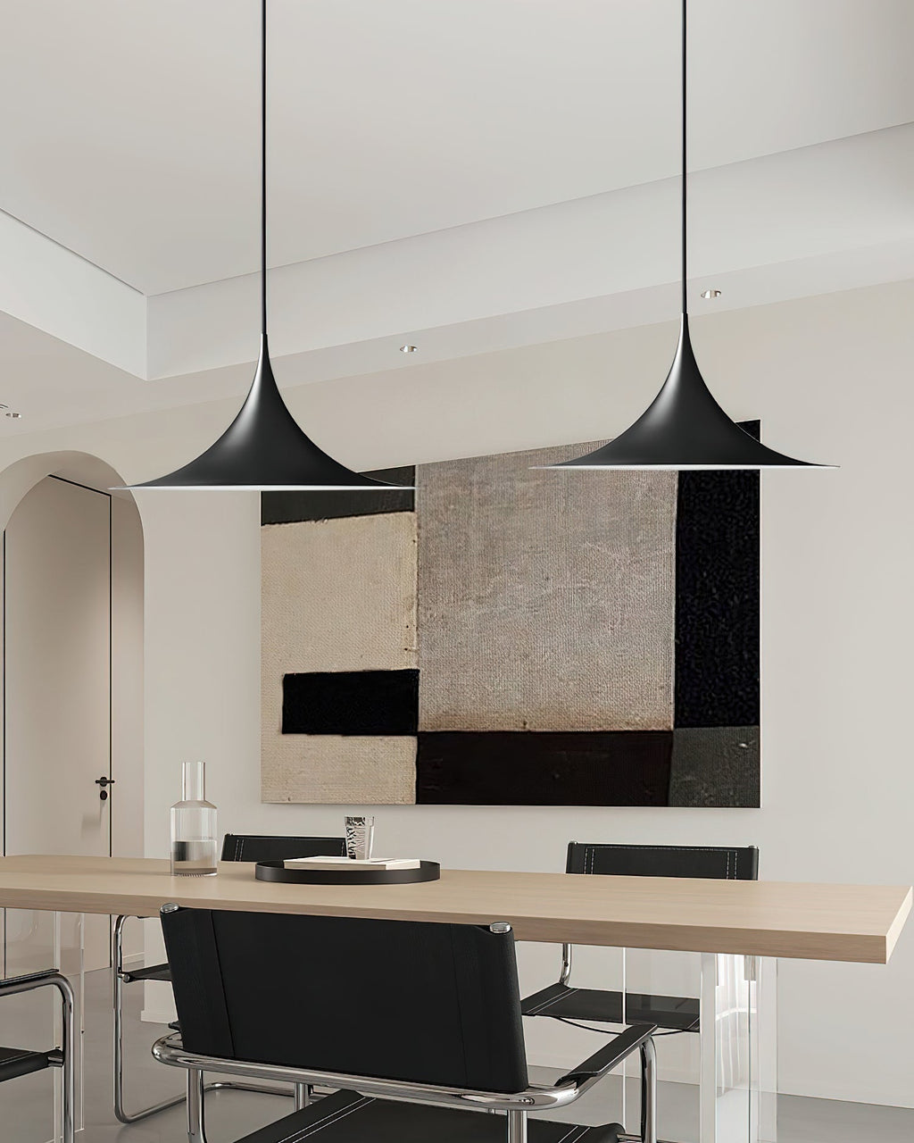 Slim-Neck Flared Pendant Light, Aluminum Shade, 8 Colors, 2 Sizes