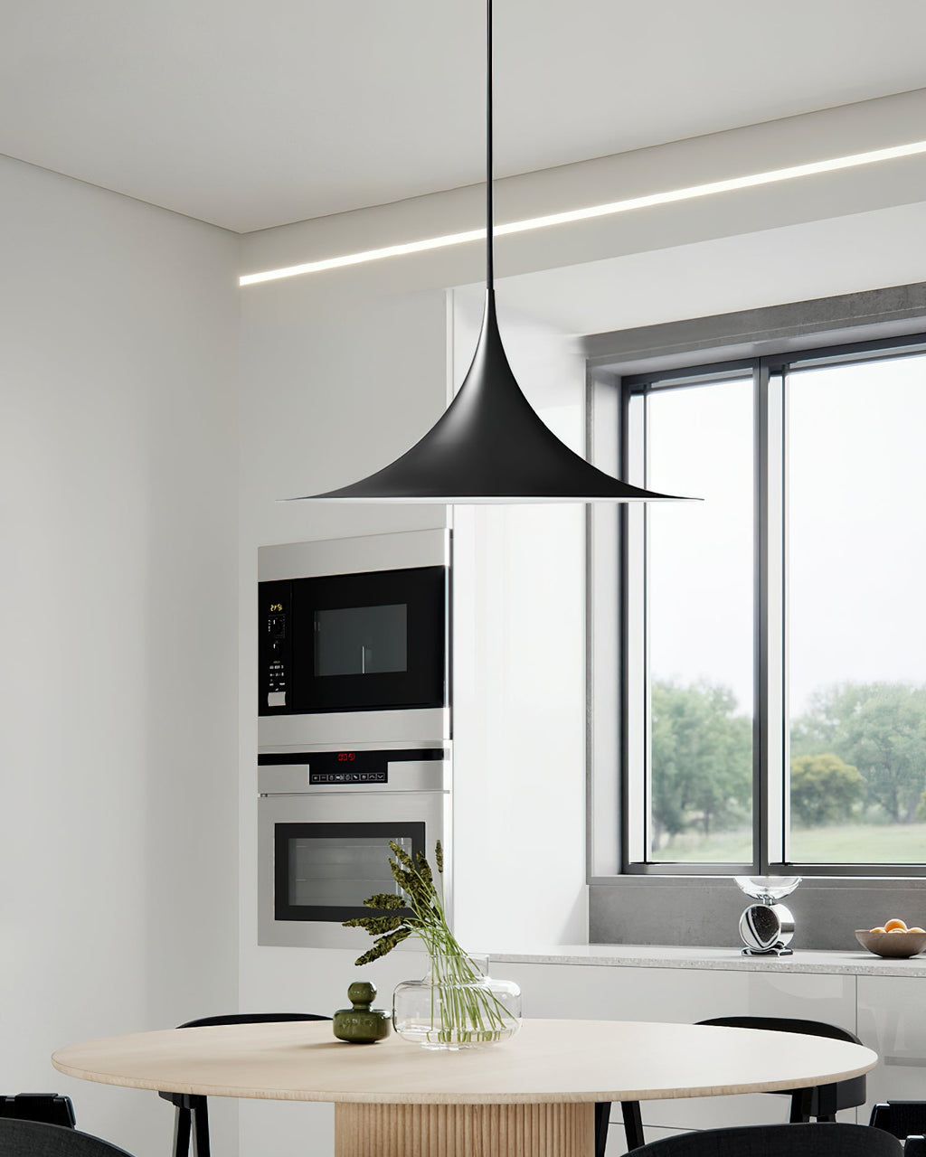 Slim-Neck Flared Pendant Light, Aluminum Shade, 8 Colors, 2 Sizes
