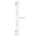 Measurement chart of a cylindrical object with dimensions labeled.