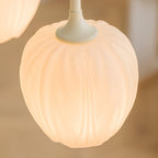 Tulip Chandelier, White Glass Tulip Shades, Matcha Green Frame, E26