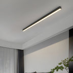 This Clérachic ceiling light runs along a ceiling edge, lit warmly above sheer curtains and a leafy plant.