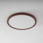 Walnut wood-grain ceiling light casting an even overhead glow