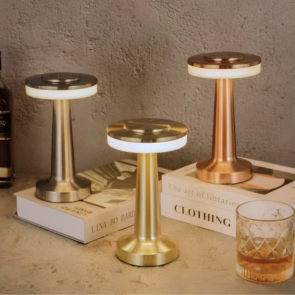 Wireless Table Lamp, Retro Bar Design, Dimmable USB-C LED
