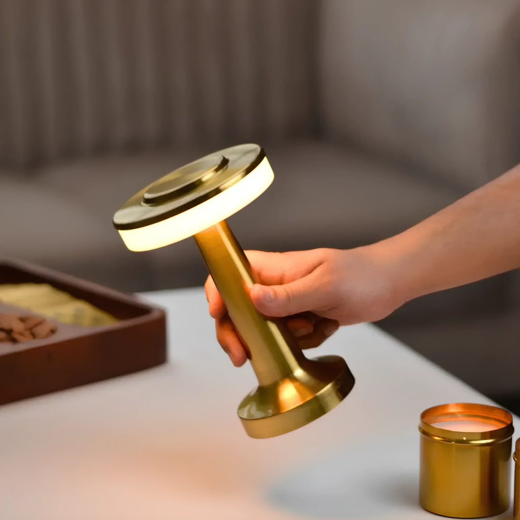 Wireless Table Lamp, Retro Bar Design, Dimmable USB-C LED