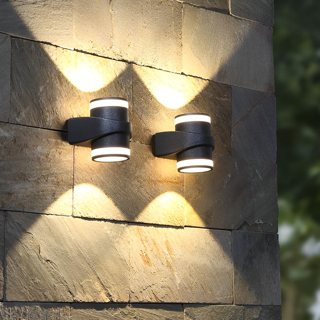 Rund udendørs vægvaske LED-lys i aluminium, sort finish