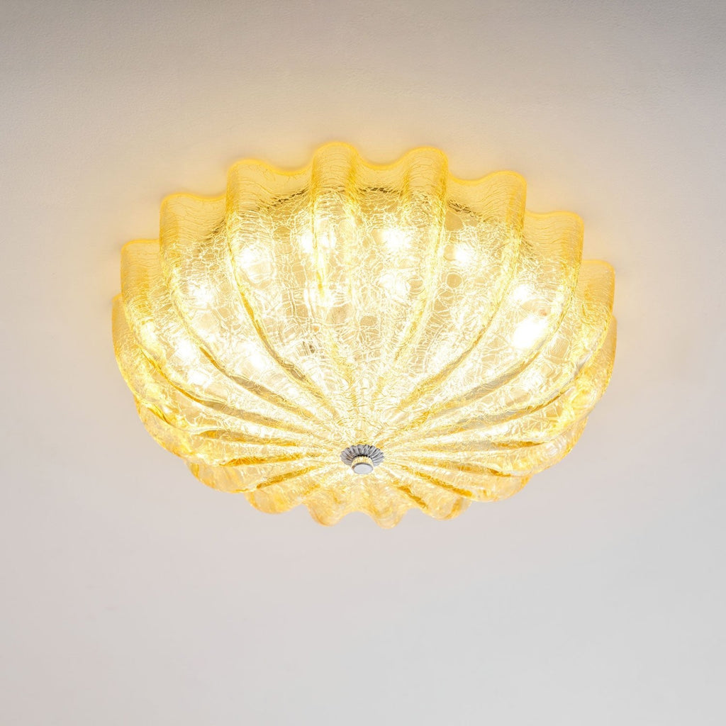 Murano Glass Flush Ceiling Light glass texture studio close-up