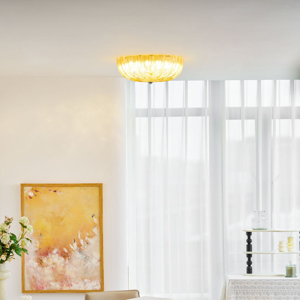 Murano Glass Flush Ceiling Light angled studio shot
