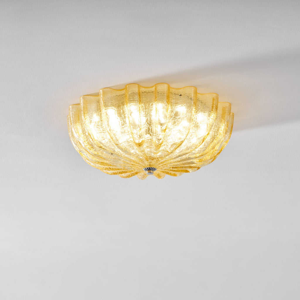 Murano Glass Flush Ceiling Light chrome mount and glass studio detail