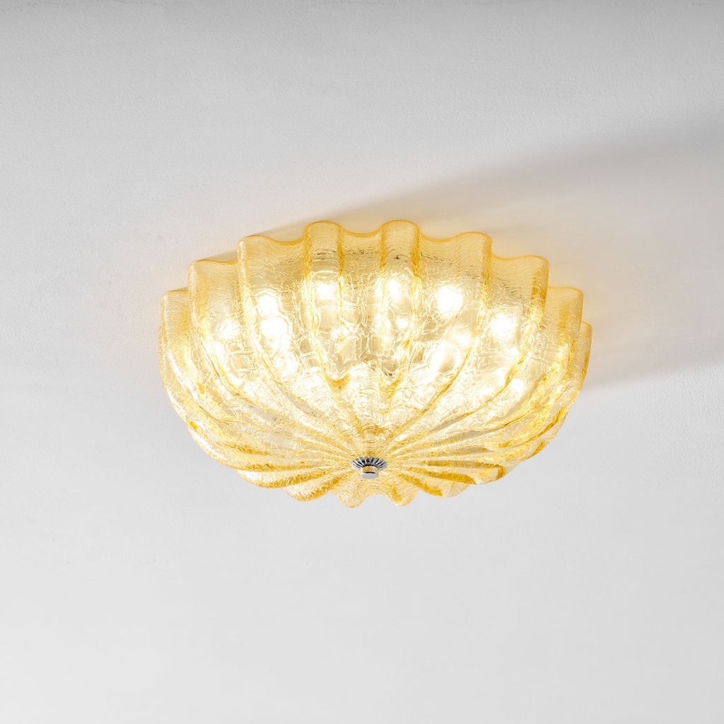 Murano Glass Flush Ceiling Light blown glass shade close-up