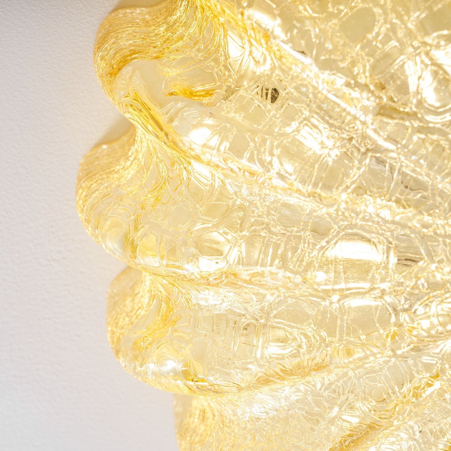 Murano Glass Flush Ceiling Light glass shade lit studio shot