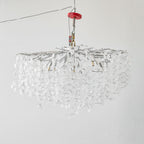 From a low angle, this unlit Clérachic ceiling light in silver shows its full spread of branches and clear glass discs.