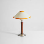 Talonwood bordlampe, stofskærm og valnødtræsbase, varmt lys