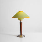 Talonwood bordlampe, stofskærm og valnødtræsbase, varmt lys
