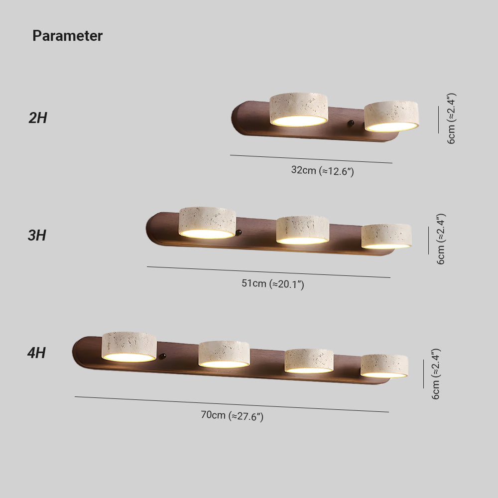 Travertine Wall Sconce, Ritta Wood-Trim Indoor Light