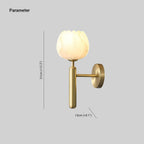 Dimension drawing for the alabaster flower wall sconce showing 31 cm (12.2 in) tall and 13 cm (5.1 in) across.