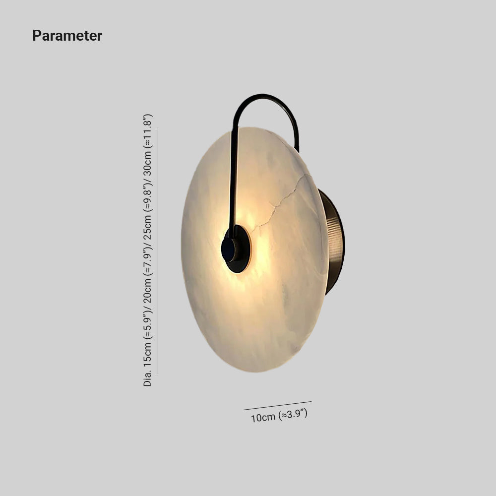 Dimension drawing for the Kristy wall lamp showing 15, 20, 25 and 30 cm diameters and a 10 cm projection.