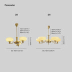 Dimension drawing for the Clérachic chandelier: 3-head 55 cm (21.6 in) wide, 5-head 75 cm (29.5 in), both 28 cm (11 in) tall.