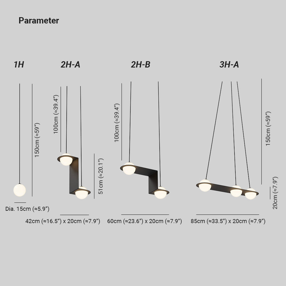 Black and White Glass Pendant Light, Adjustable Height, E26/E27 Base
